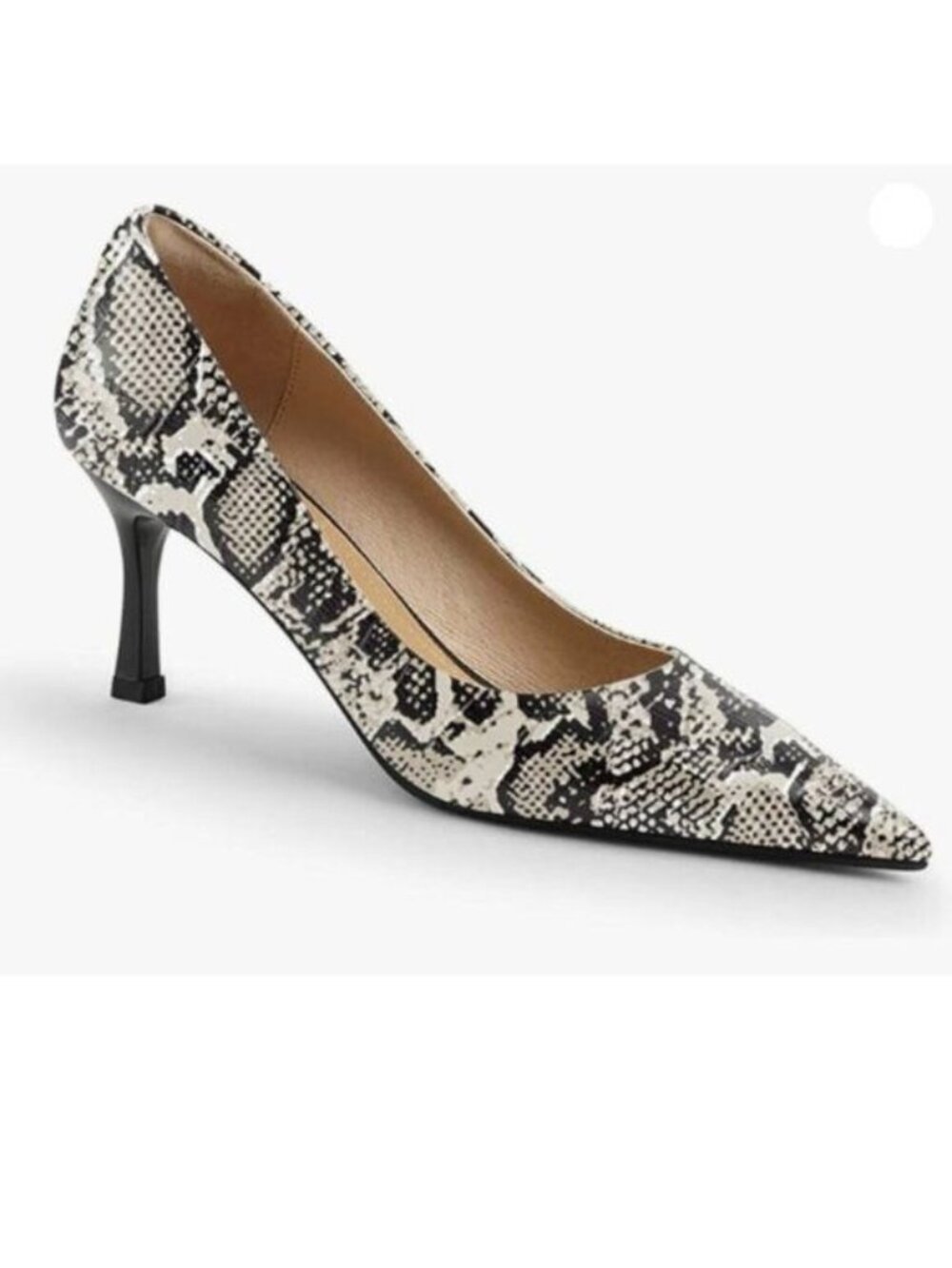 FOWT Simple Solid Croc-Embossed Pointed Toe Black Pumps for Women Dressy  Snake